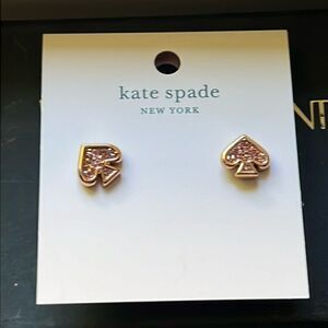 NWT Kate Spade Everyday Spade Glitter Enamel Studs Rose Gold A1